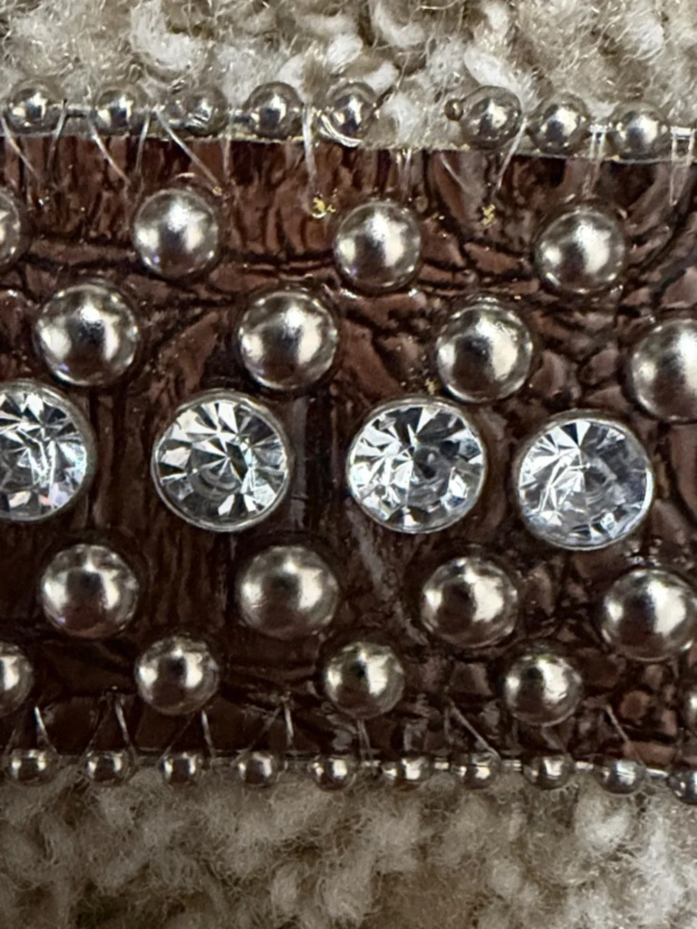 Guess Woman’s Brown Leather Belt with Crystal Accents